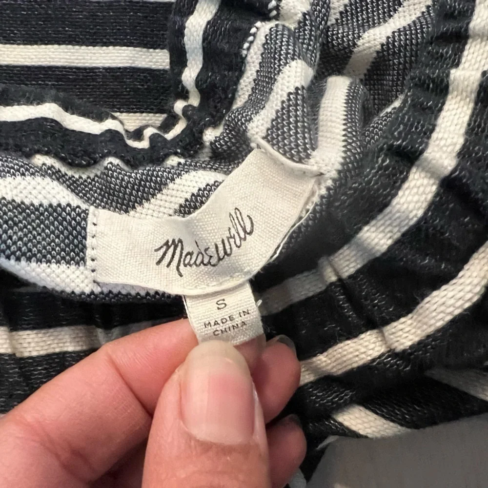 Madewell Melody Striped Mini Off Shoulder Dress S
